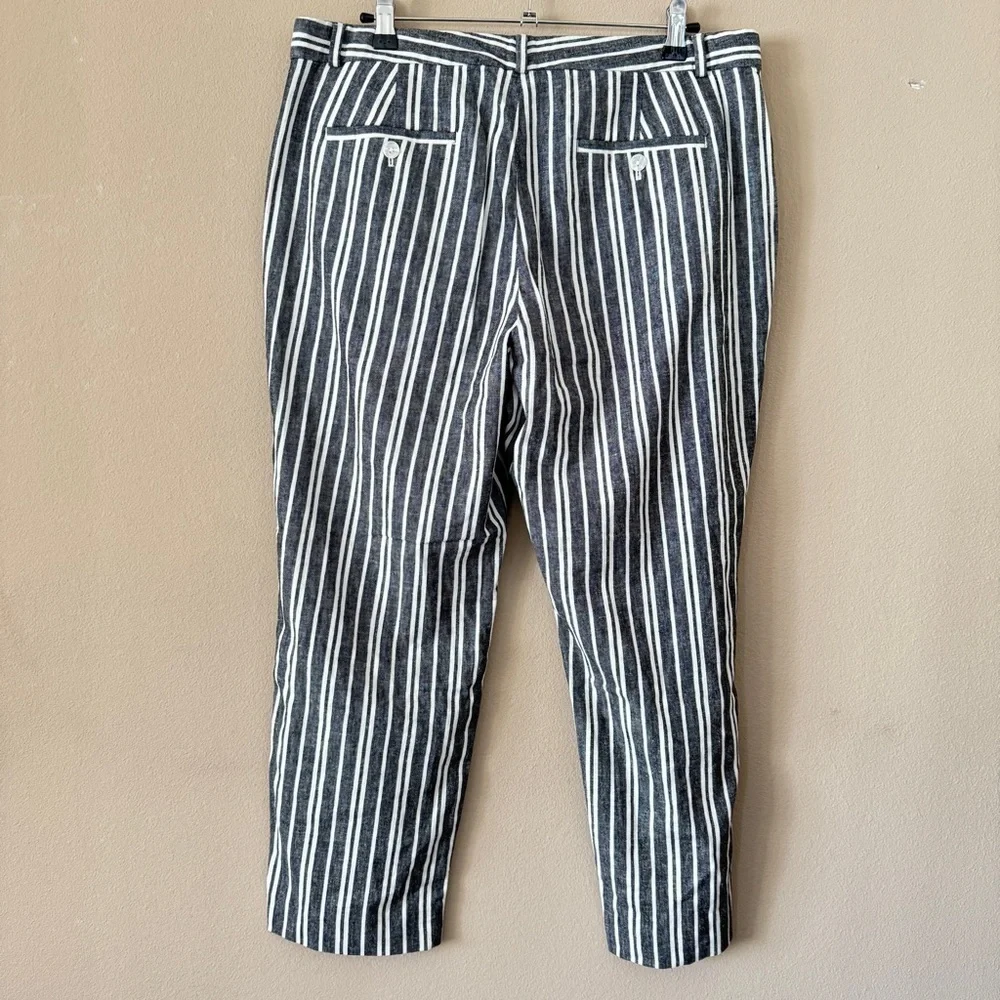 NWOT Banana Republic Avery Striped Linen Blend Tailored Ankle Pant Petite Sz 12